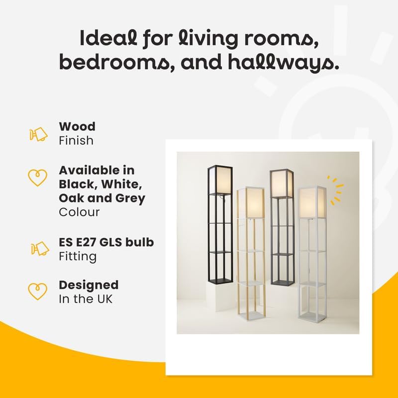Black Wooden Floor Lamp with Shelves - Under £50 Home Upgrade