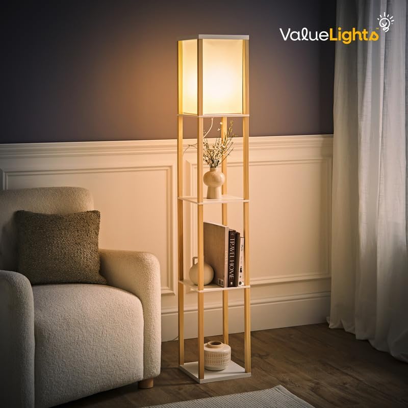 Black Wooden Floor Lamp with Shelves - Under £50 Home Upgrade