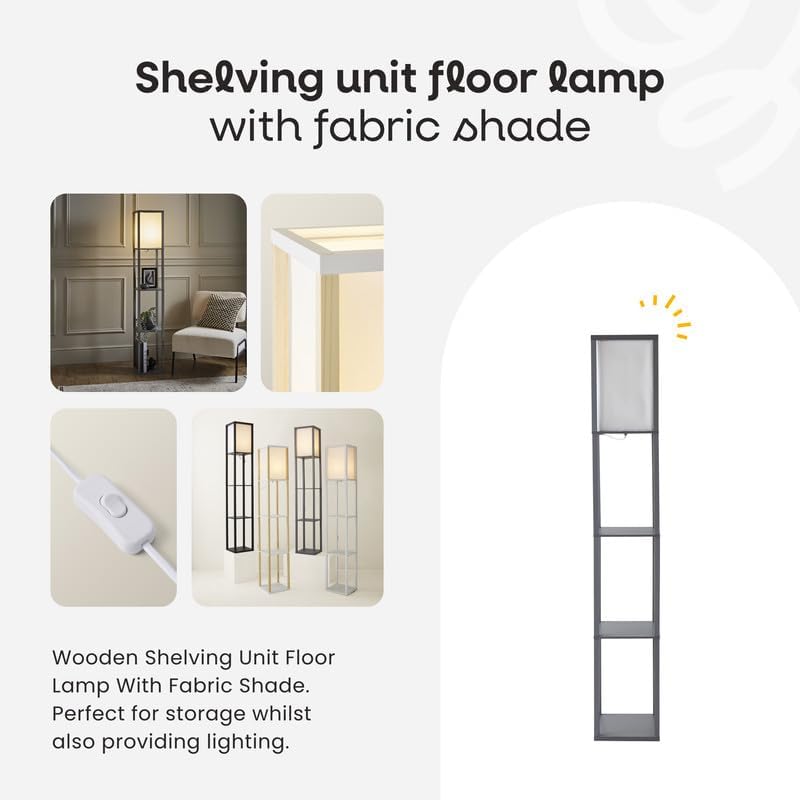 Black Wooden Floor Lamp with Shelves - Under £50 Home Upgrade