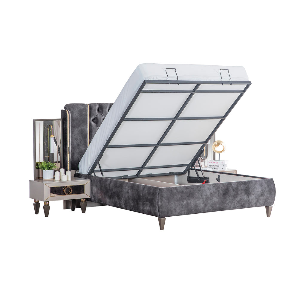 Lizbon Bedroom Set – Ottoman Storage Bed & LED Wardrobe