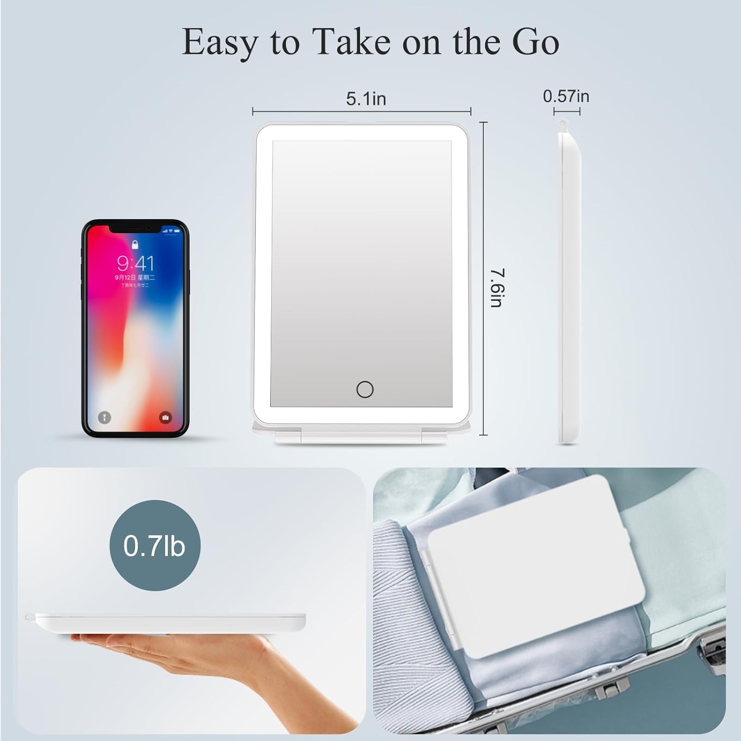 Rechargeable Travel Makeup Vanity Mirror with Lights - Under £50 Home Upgrade