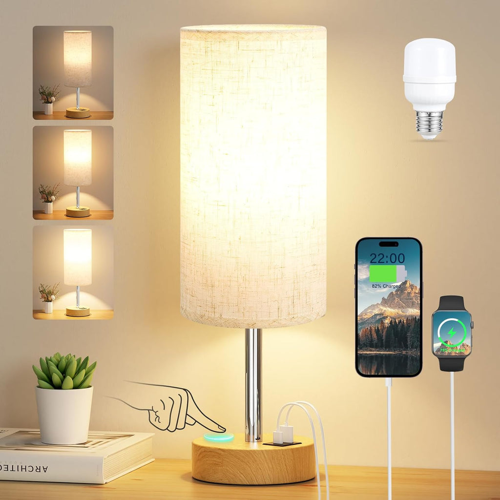 Aooshine Bedside Lamps with USB A+C Charging Ports - Under £50 Home Upgrade