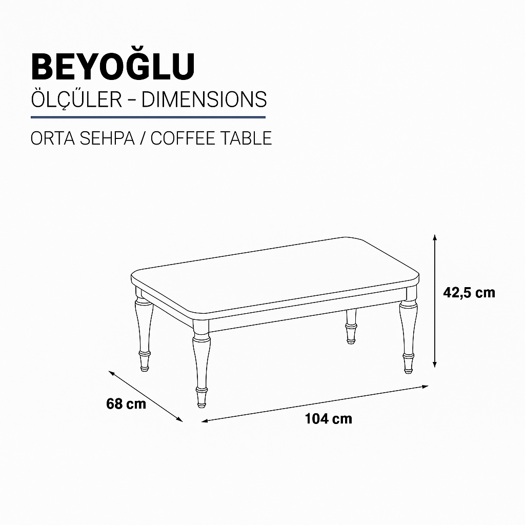 Beyoğlu Classic Wooden Coffee Table