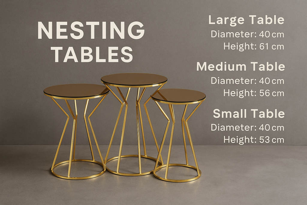 Kumsaati Gold Nesting Table Set – 3-Piece Luxe Side Table Set