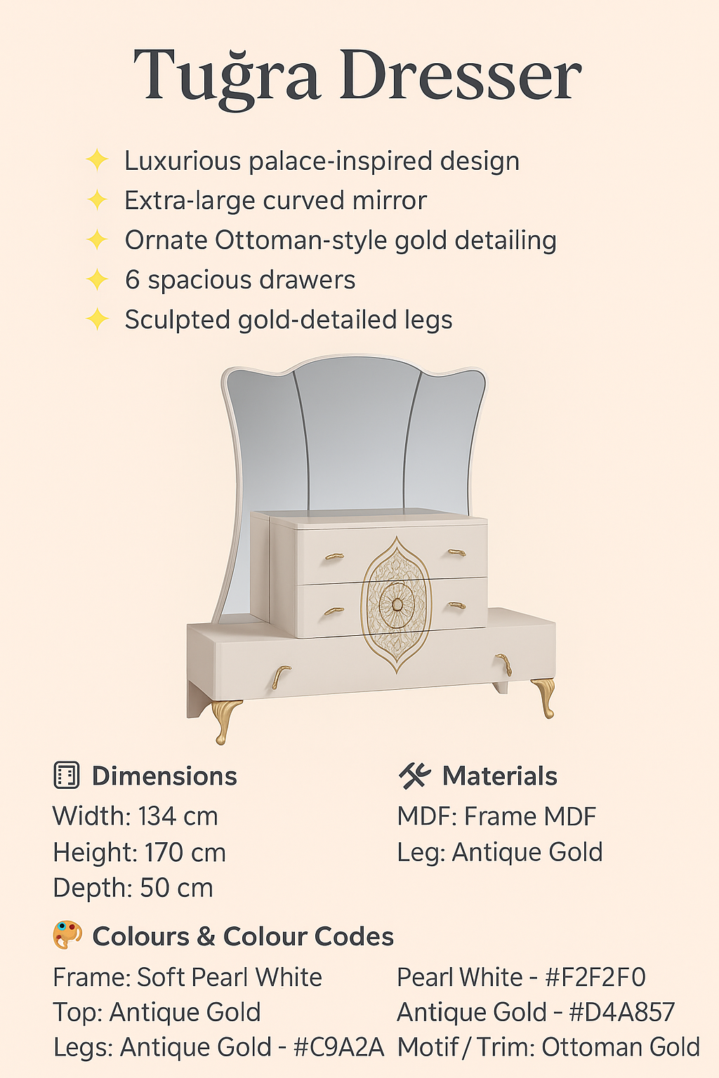 Tugra Dresser - With Mirror