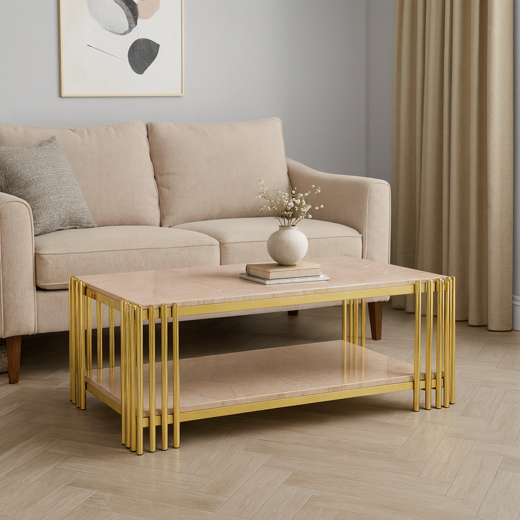 The Kensington Luxe Marble & Gold Coffee Table