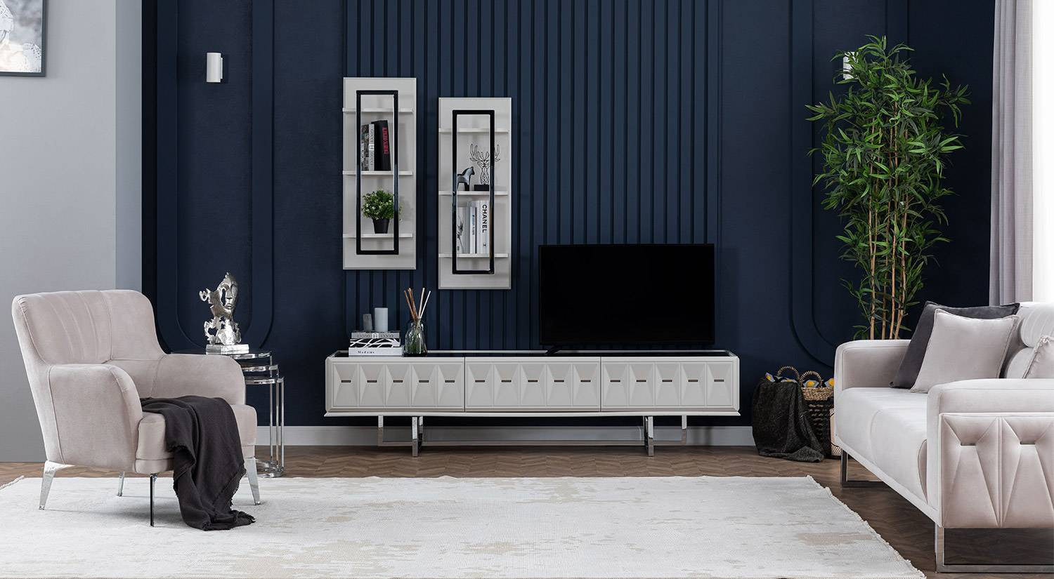 Natura Wall Unit – Modern Turkish TV Stand/Wall Unit - with Storage Drawers & Gloss Finish