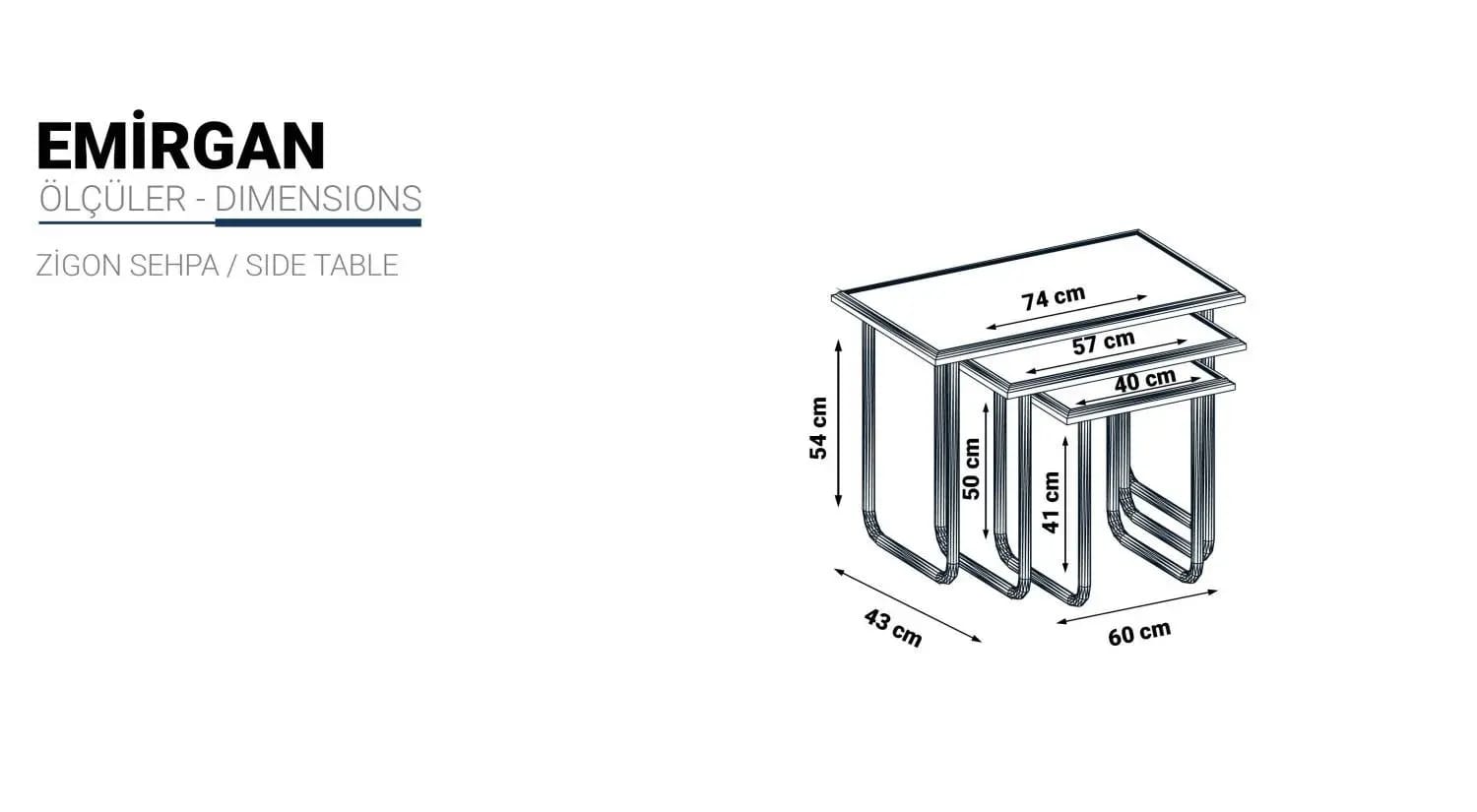 Emirgan Zigon Nesting Side Tables – Set of 3