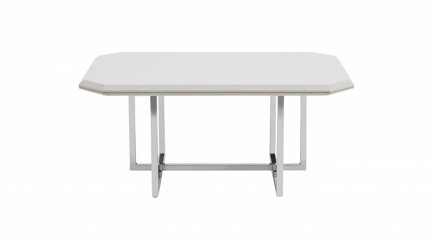 Natura Coffee Table – White Gloss & Chrome Designer Centre Table