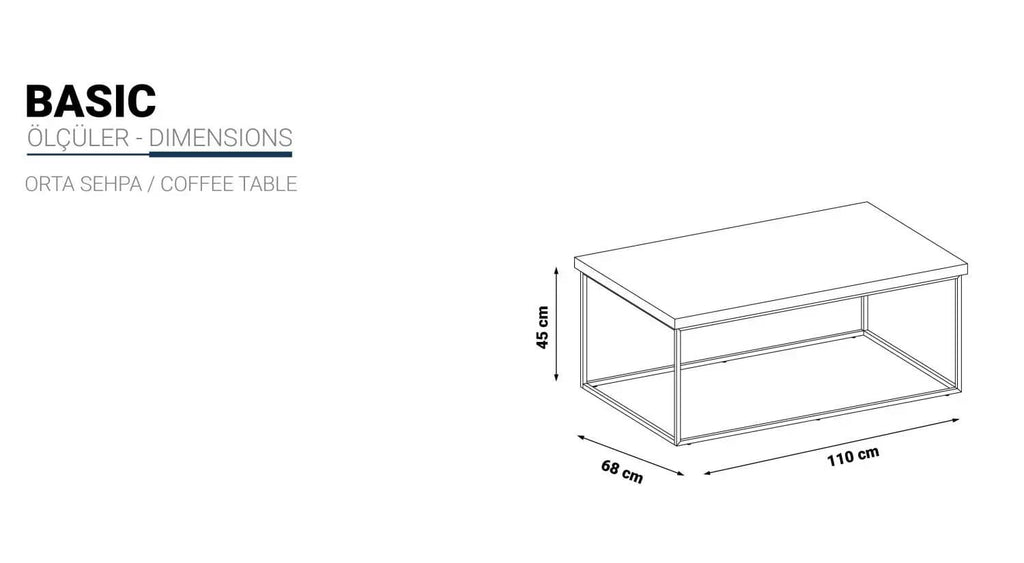 Basic Minimalist Coffee Table – Walnut & Black Frame