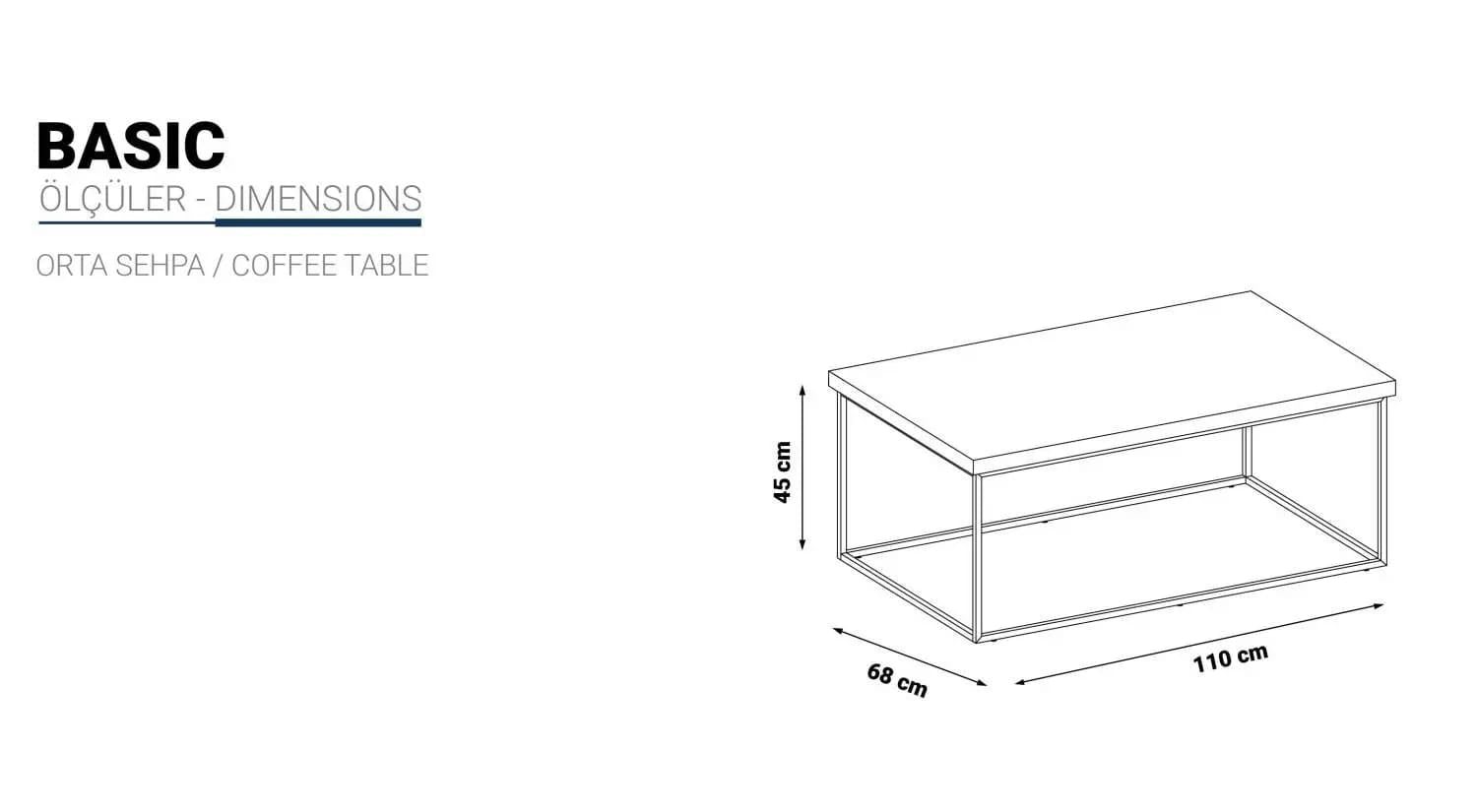 Basic Minimalist Coffee Table – Walnut & Black Frame