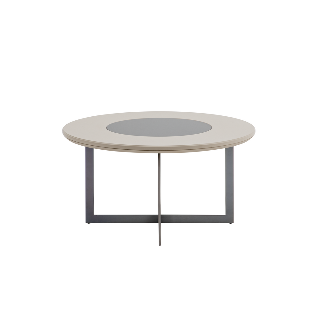 Pamukkale Yuvarlak Sehpa (Yumuşak Bej ve Krom)