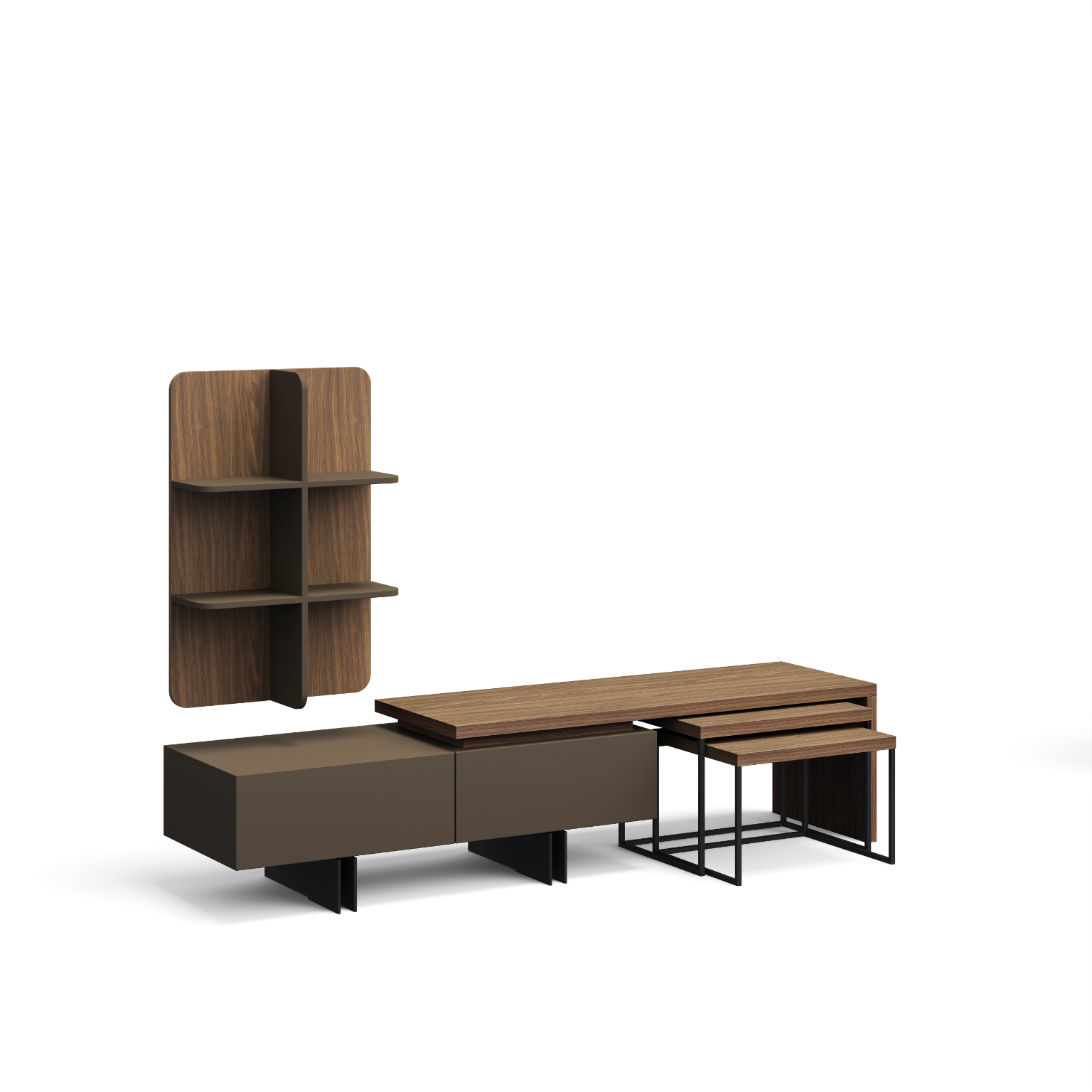 Polo TV Unit With 2-Piece Nesting Coffee Table Set