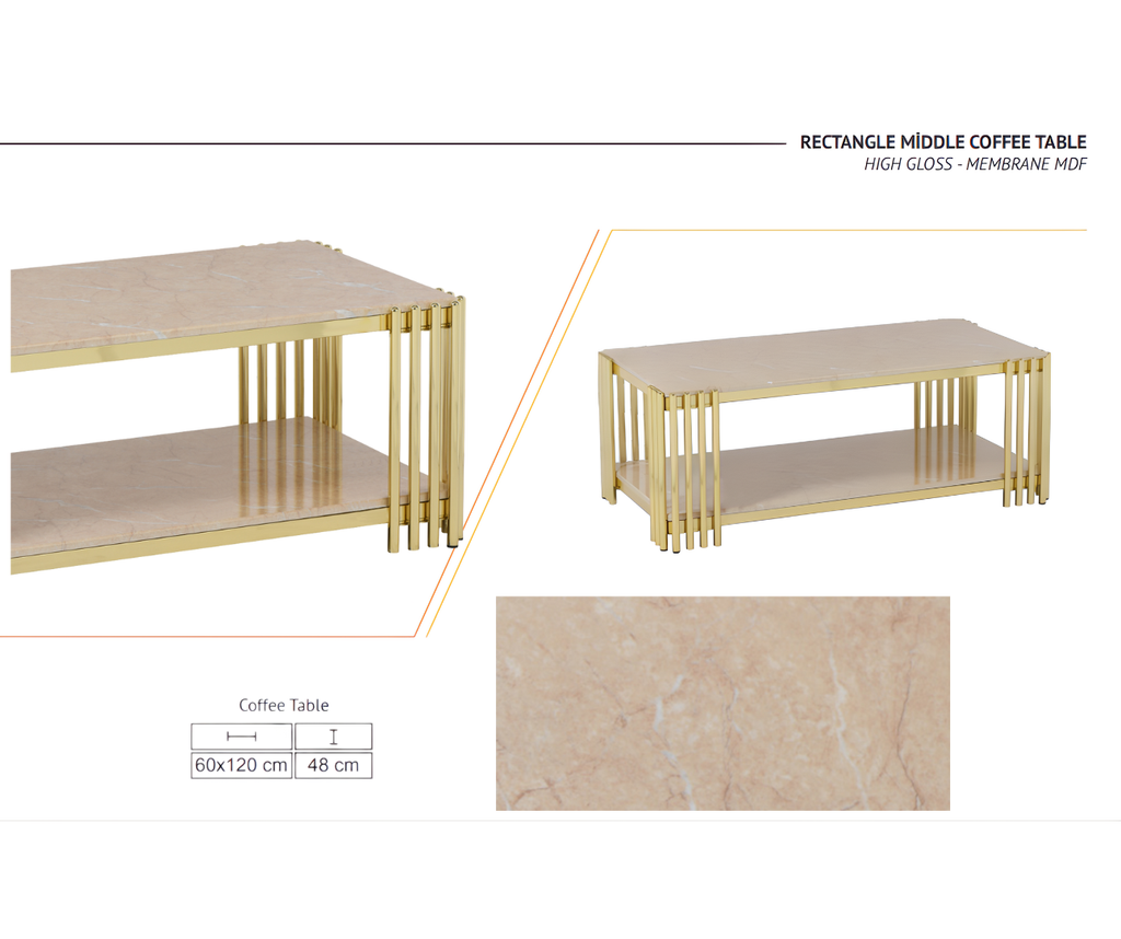 The Kensington Luxe Marble & Gold Coffee Table