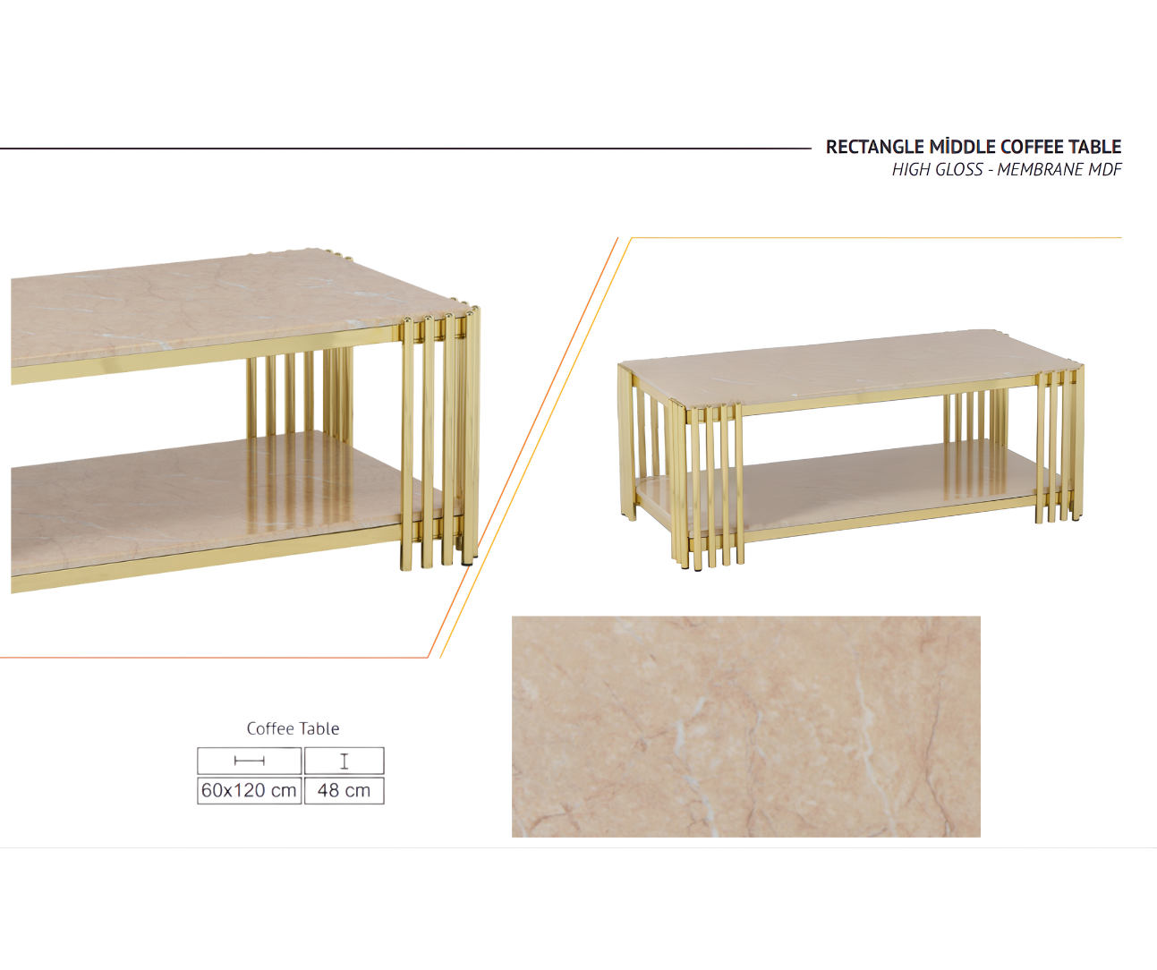 The Kensington Luxe Marble & Gold Coffee Table