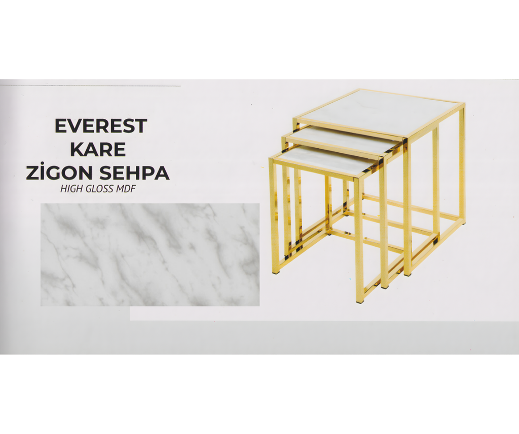 EVEREST AURA™ Gold & Marble Nesting Table Set
