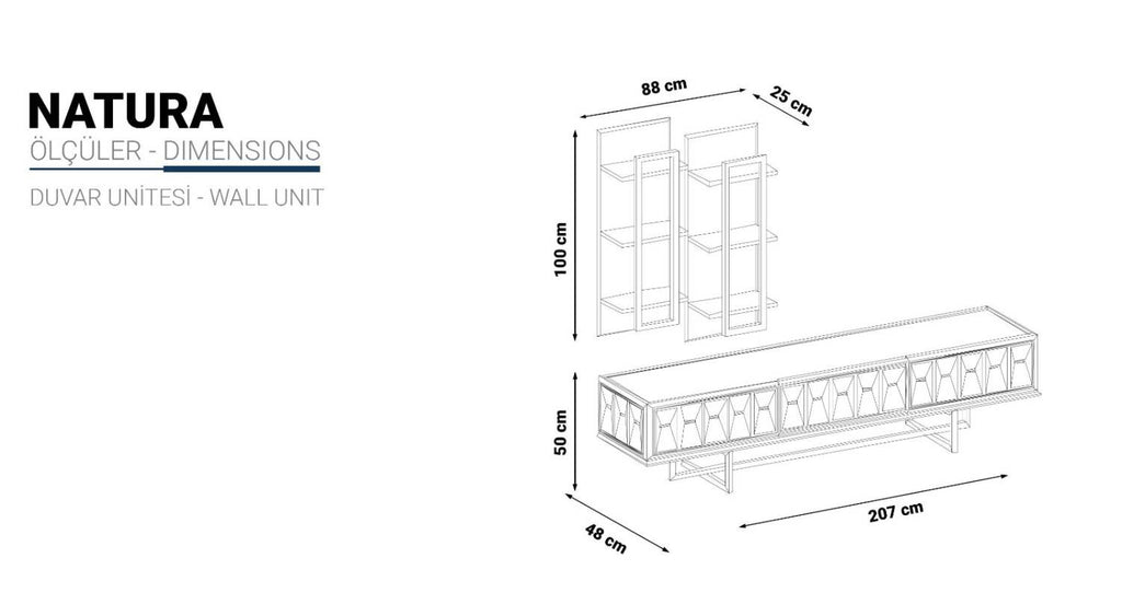 Natura Wall Unit – Modern Turkish TV Stand/Wall Unit - with Storage Drawers & Gloss Finish