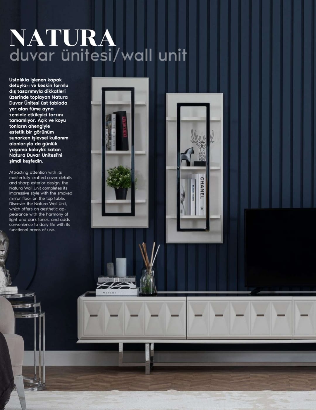 Natura Wall Unit – Modern Turkish TV Stand/Wall Unit - with Storage Drawers & Gloss Finish