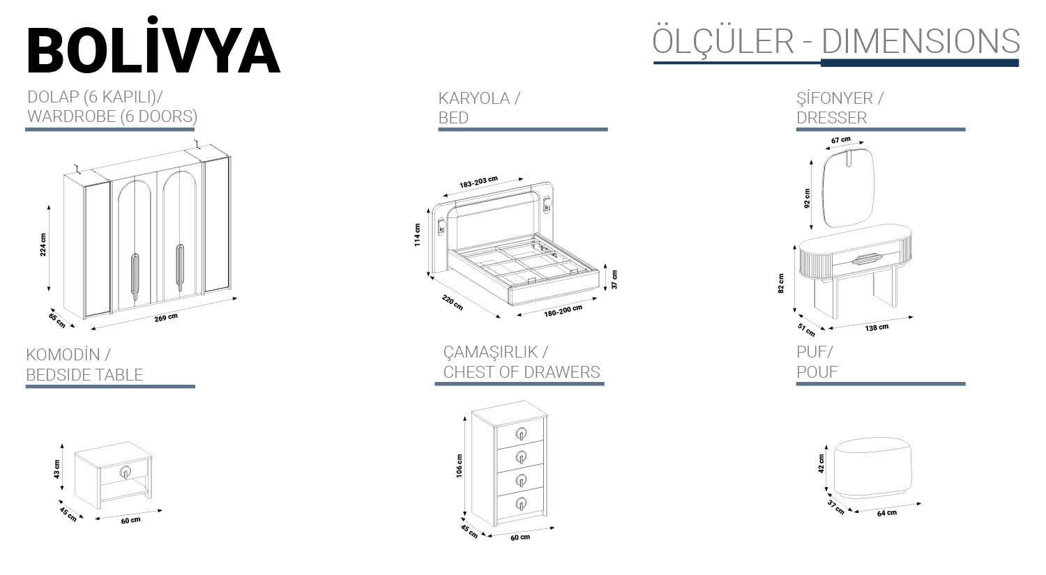 Bolivya Yatak Odası Takımı