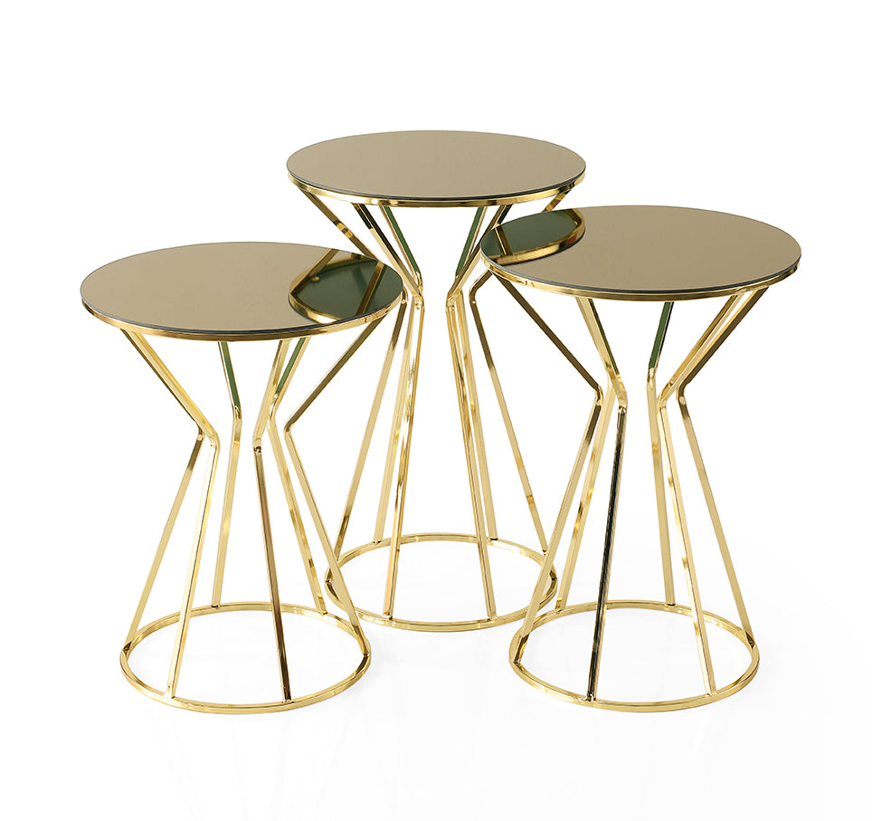 Kumsaati Gold Nesting Table Set – 3-Piece Luxe Side Table Set