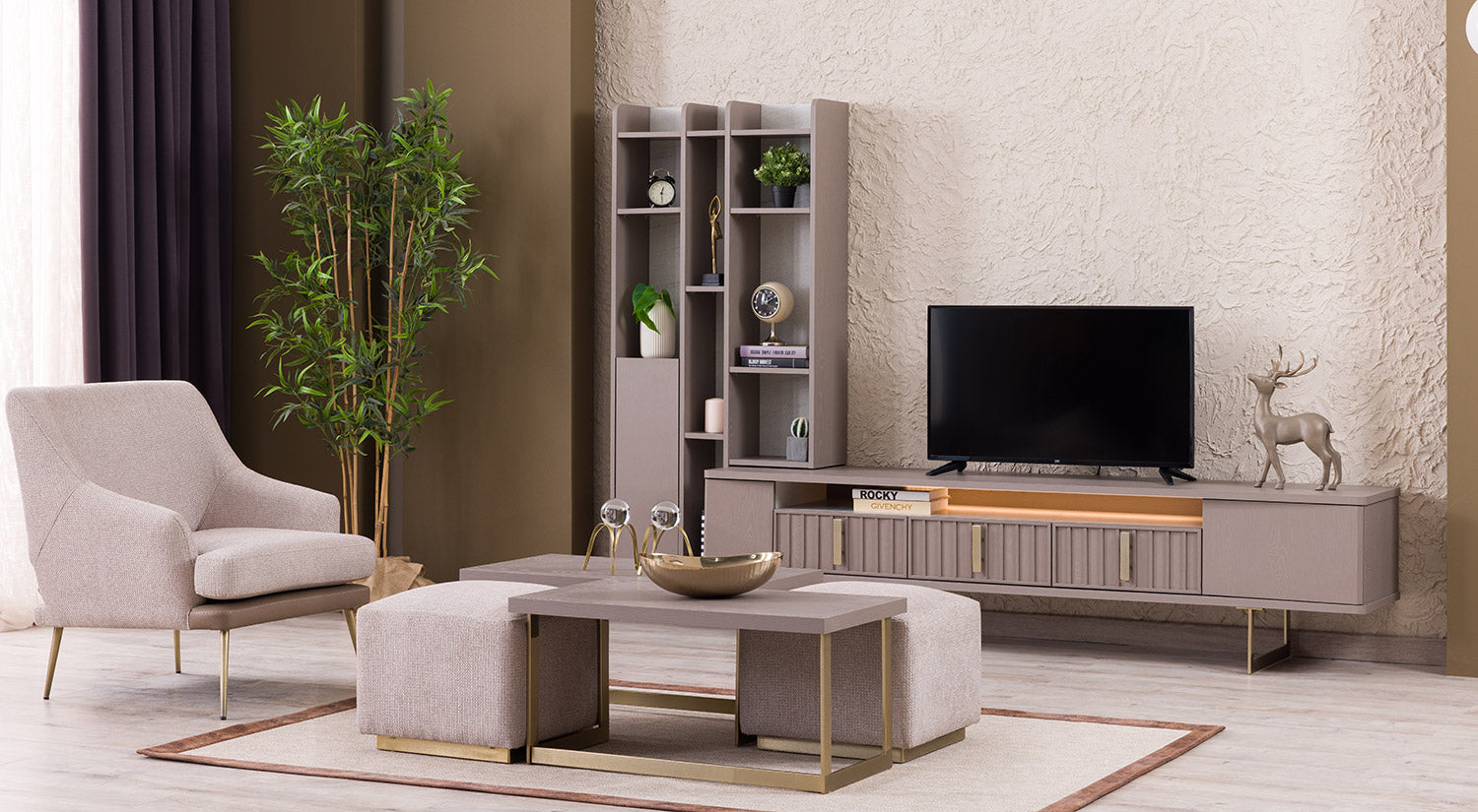 Latte TV & Wall Unit Set