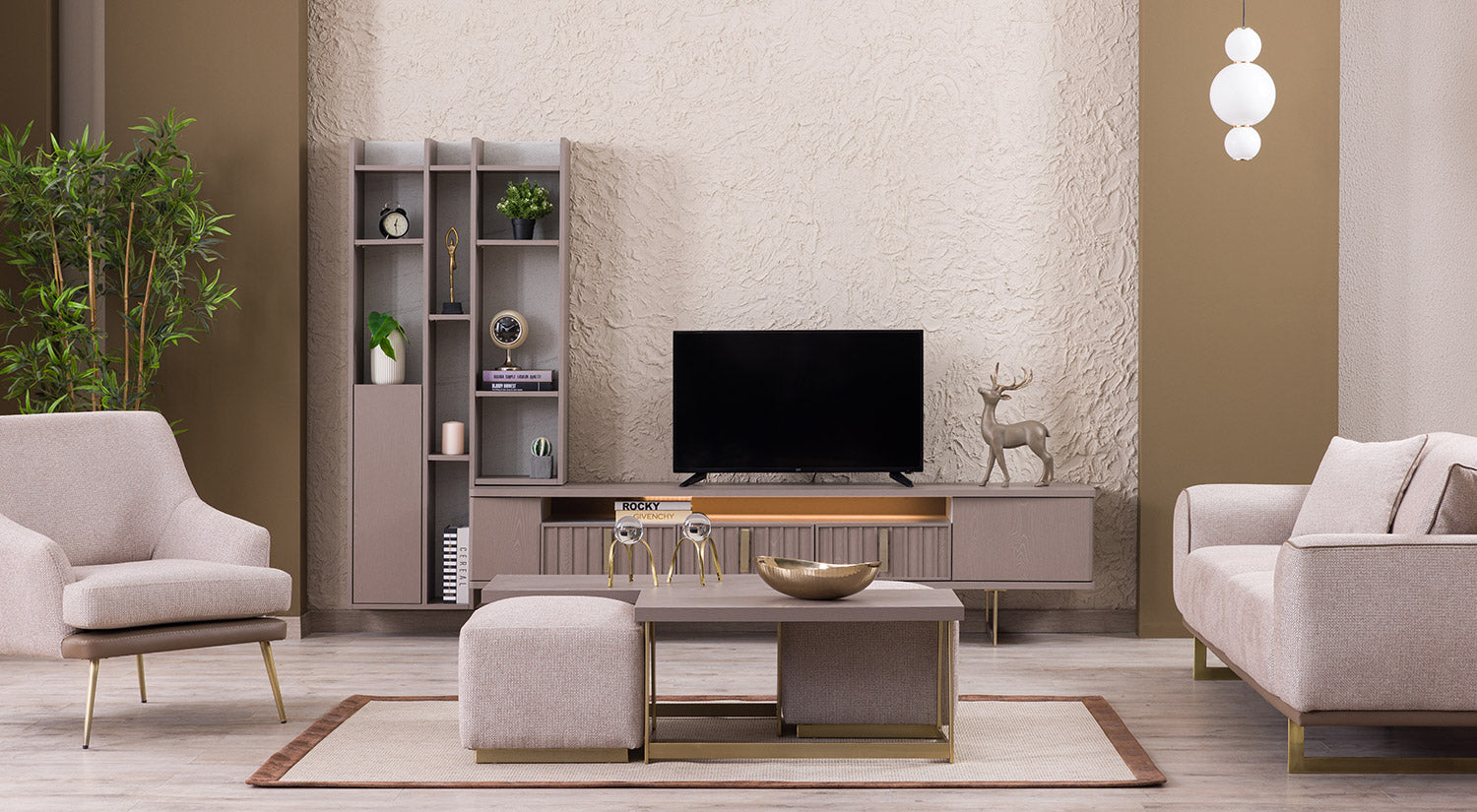 Latte TV & Wall Unit Set