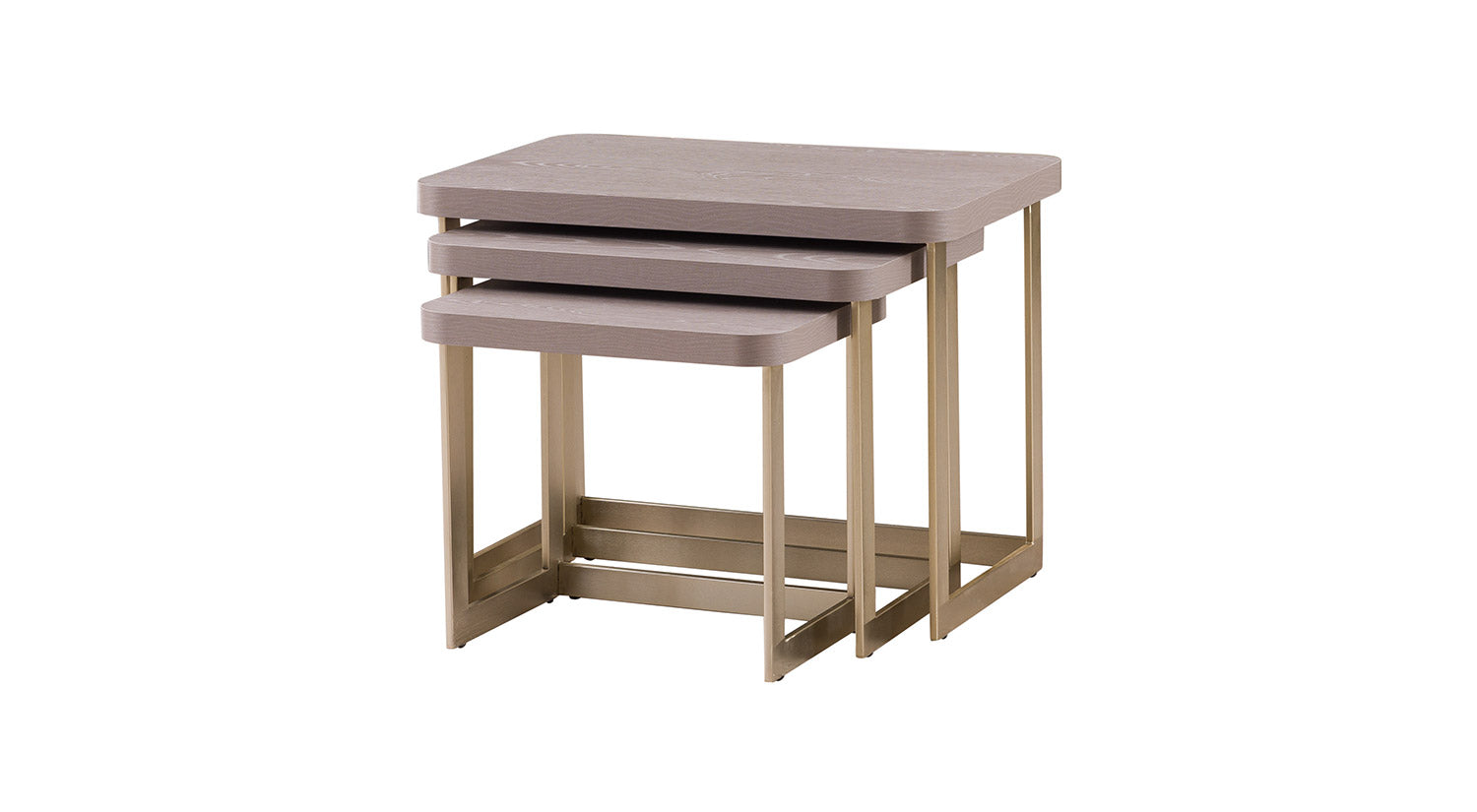 Latte Coffee Table with 2x Poufs & Nesting Side Table Set