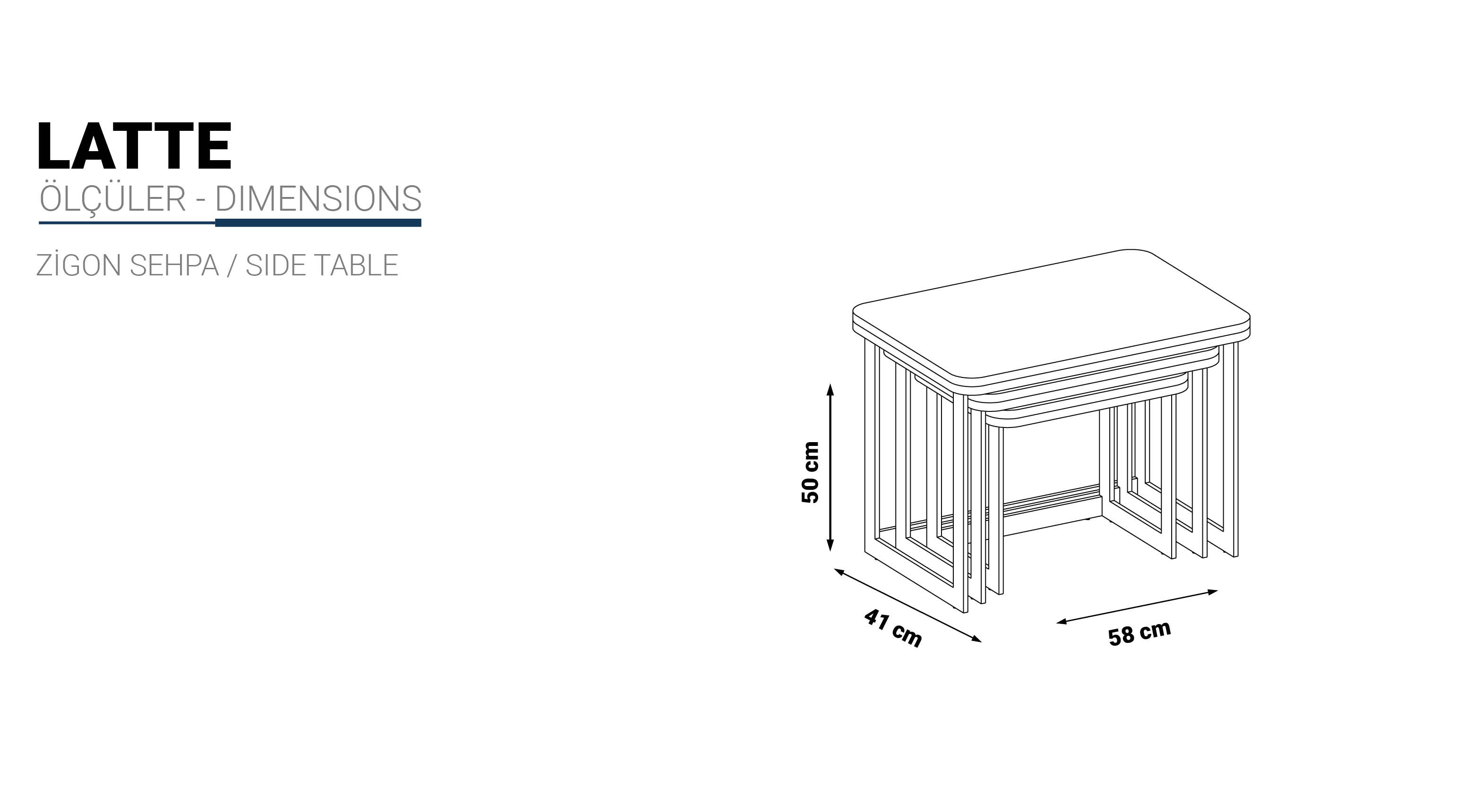 Latte Coffee Table with 2x Poufs & Nesting Side Table Set