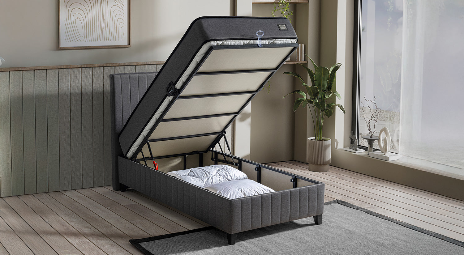 Moonlight Single Bed – Premium Ottoman Storage