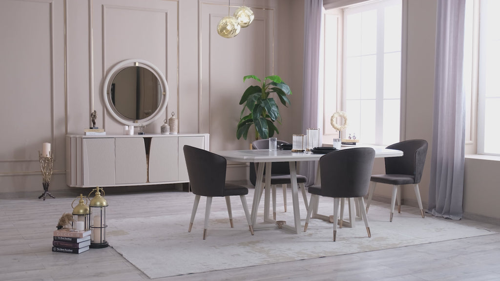Biga - Dining Set – Table, 6 Chairs, Console & Mirrors