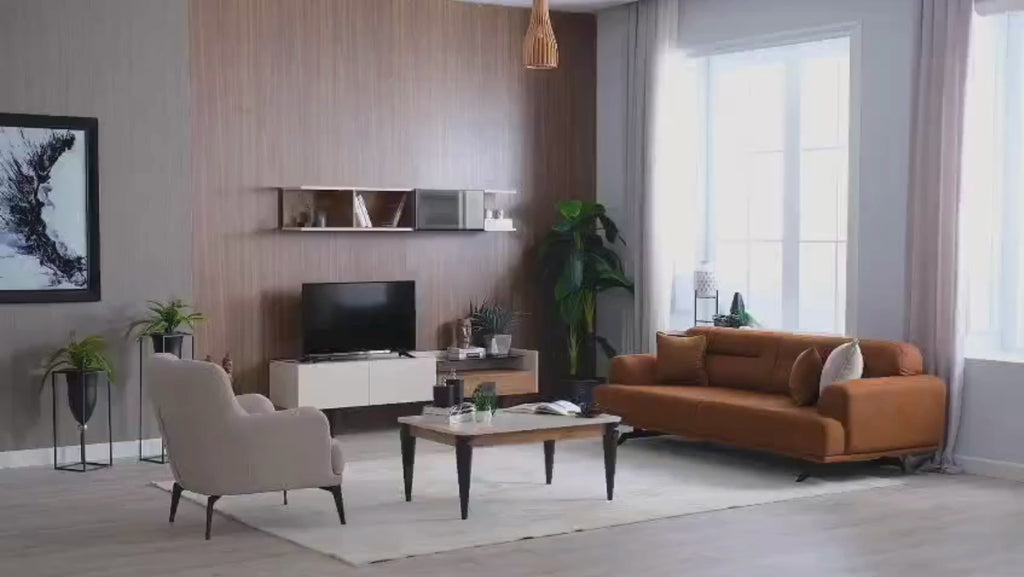 Aqua Wall Unit – Modern Two-Tone TV Stand/Wall Unit - with Shelves & Storage