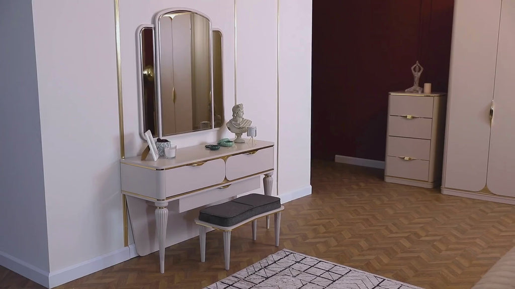 Belinda Luxury Dresser & Tri-Mirror Vanity Set