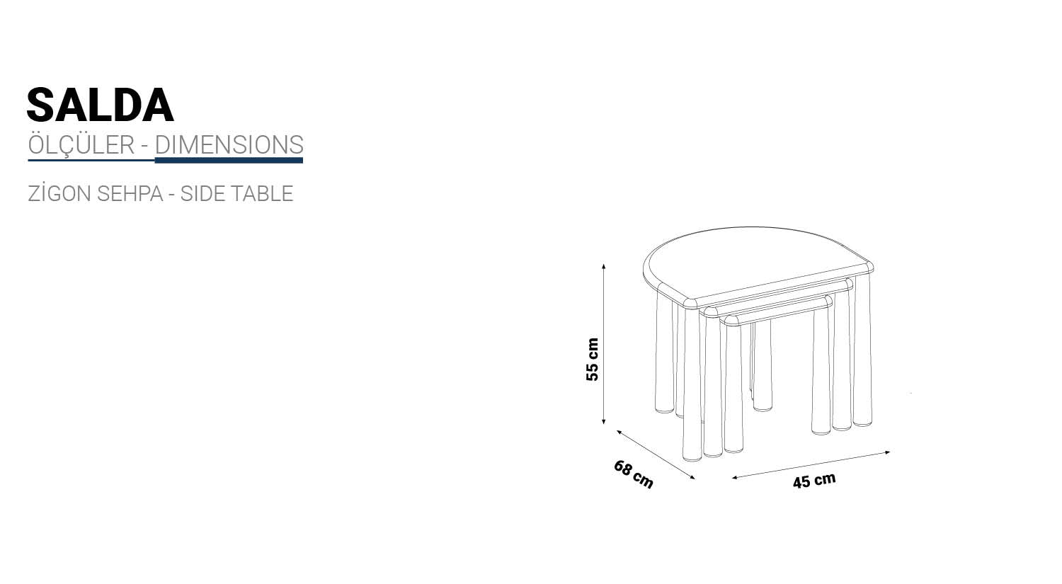 Salda coffee Table Set (coffee table + 3 piece nesting side table)