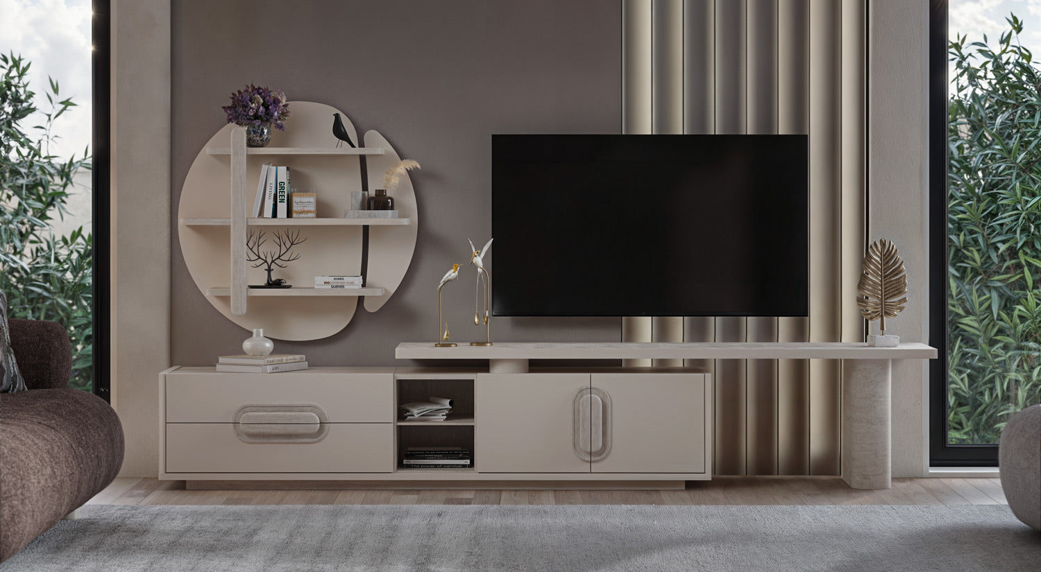 Traverta TV Unit & Wall Unit Set